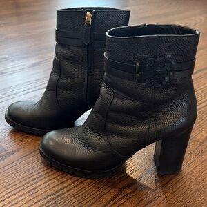 Tory Burch Black Leather Heeled Boots